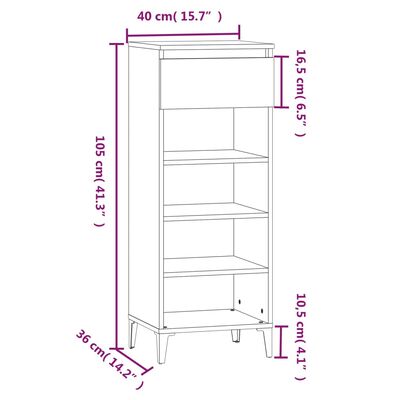 vidaXL Schuhregal Sonoma-Eiche 40x36x105 cm Holzwerkstoff