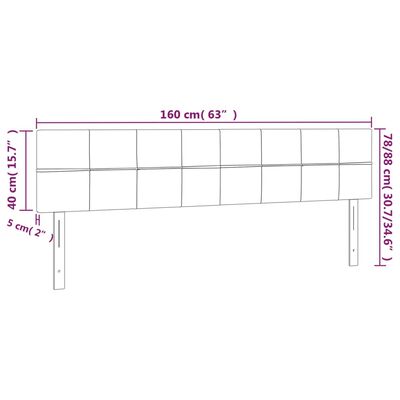 vidaXL LED Kopfteil Hellgrau 160x5x78/88 cm Samt