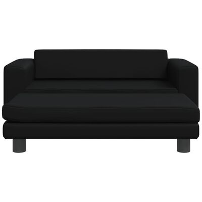 vidaXL Kindersofa mit Hocker Schwarz 100x50x30 cm Kunstleder