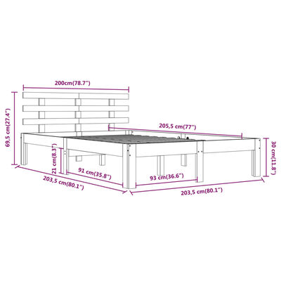 vidaXL Massivholzbett Weiß 200x200 cm