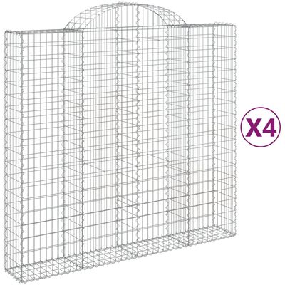 vidaXL Gabionen mit Hochbogen 4 Stk. 200x50x180/200cm Verzinktes Eisen