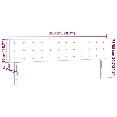 vidaXL LED Kopfteil Hellgrau 200x5x78/88 cm Samt