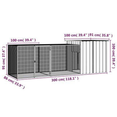 vidaXL Hühnerkäfig Anthrazit 300x91x100 cm Verzinkter Stahl