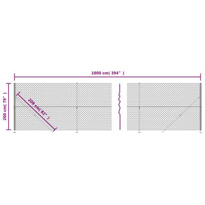 vidaXL Maschendrahtzaun mit Bodenflansch Grün 2x10 m