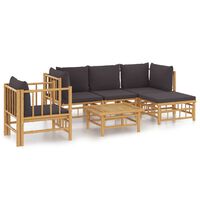 vidaXL 6-tlg. Garten-Lounge-Set mit Dunkelgrauen Kissen Bambus