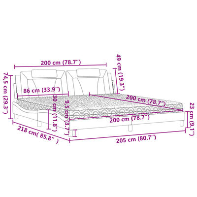 vidaXL Bett mit Matratze Braun 200x200 cm Kunstleder