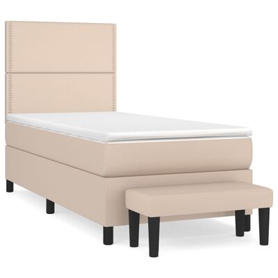 vidaXL Boxspringbett mit Matratze Cappuccino-Braun 80x200cm Kunstleder