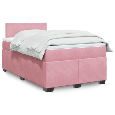 vidaXL Boxspringbett mit Matratze Rosa 120x200 cm Samt