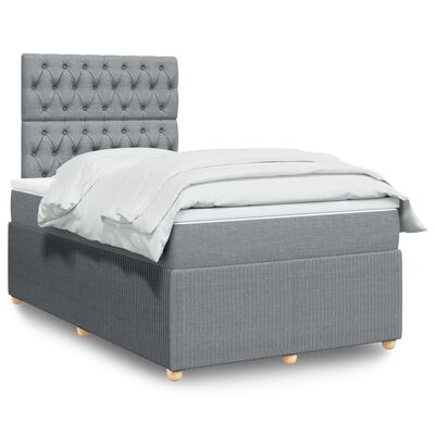 vidaXL Boxspringbett mit Matratze Hellgrau 120x190 cm Stoff