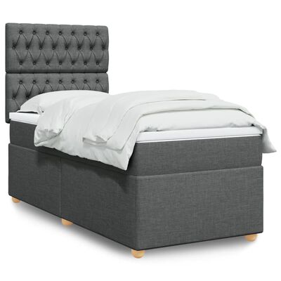 vidaXL Boxspringbett mit Matratze Dunkelgrau 80x200 cm Stoff