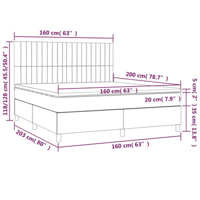 vidaXL Boxspringbett mit Matratze Creme 160x200 cm Stoff