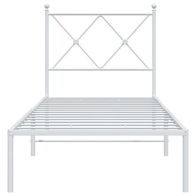 vidaXL Metallbett ohne Matratze mit Kopfteil Weiß 75x190 cm