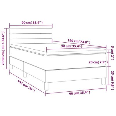 vidaXL Boxspringbett mit Matratze Schwarz 90x190 cm Stoff