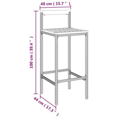 vidaXL 3-tlg. Gartenbar-Set Schwarz Poly Rattan & Massivholz Akazie