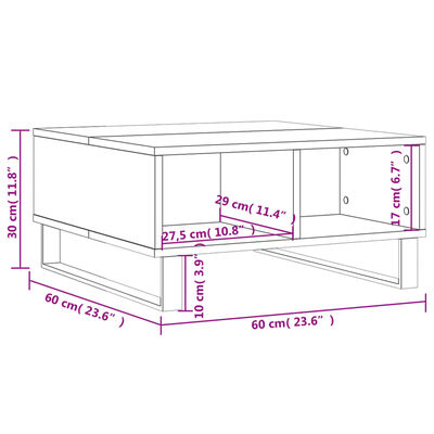 vidaXL Couchtisch Hochglanz-Weiß 60x60x30 cm Holzwerkstoff