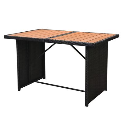 vidaXL 7-tlg. Garten-Lounge-Set mit Auflagen Poly Rattan Schwarz