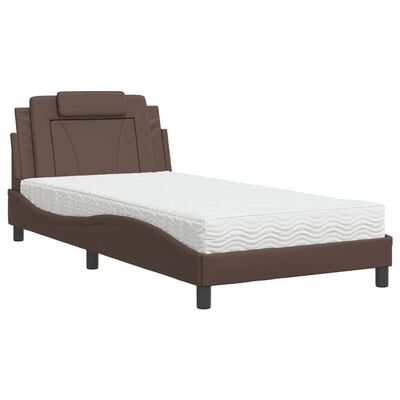 vidaXL Bett mit Matratze Braun 100x200 cm Kunstleder