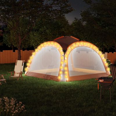 vidaXL Partyzelt mit LED und 4 Seitenwänden 3,6x3,6x2,3 m Grau&Orange