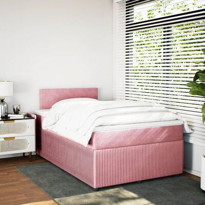 vidaXL Boxspringbett mit Matratze Rosa 120x200 cm Samt