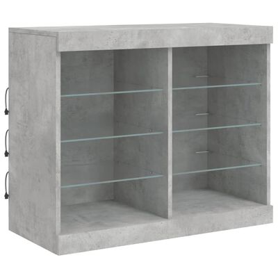 vidaXL Sideboard mit LED-Leuchten Betongrau 81x37x67 cm