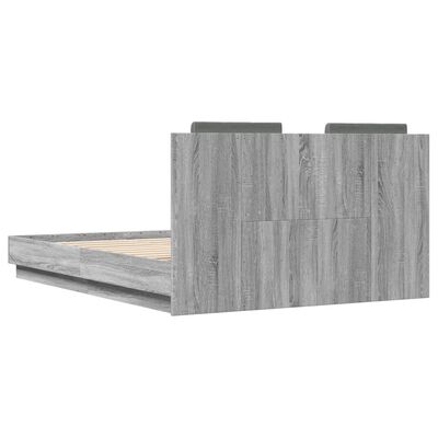 vidaXL Bettgestell mit Kopfteil Grau Sonoma 140x190 cm Holzwerkstoff