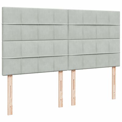 vidaXL Boxspringbett mit Matratze Hellgrau 180x200 cm Samt