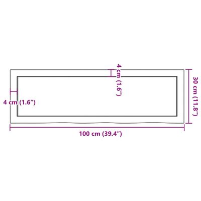 vidaXL Waschtischplatte Dunkelbraun 100x30x(2-4)cm Massivholz