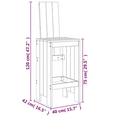 vidaXL Barhocker 2 Stk. 40x42x120 cm Massivholz Douglasie