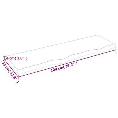 vidaXL Wandregal 100x30x(2-4) cm Massivholz Eiche Unbehandelt