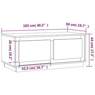 vidaXL Couchtisch Räuchereiche 102x50x44 cm Holzwerkstoff