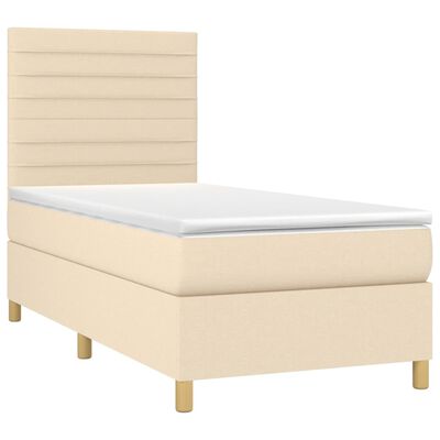 vidaXL Boxspringbett mit Matratze Creme 90x200 cm Stoff