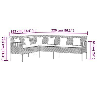 vidaXL 6-tlg. Garten-Essgruppe mit Kissen Grau Poly Rattan