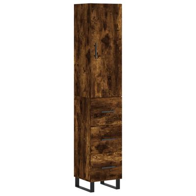 vidaXL Highboard Räuchereiche 34,5x34x180 cm Holzwerkstoff