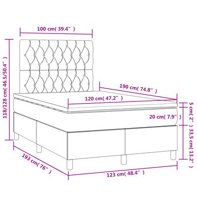 vidaXL Boxspringbett mit Matratze & LED Schwarz 120x190 cm Stoff