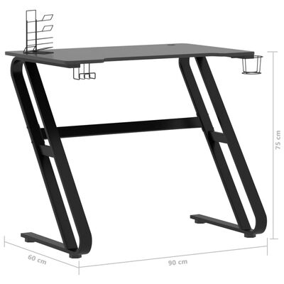 vidaXL Gaming-Schreibtisch mit ZZ-Gestell Schwarz und Rot 90x60x75 cm