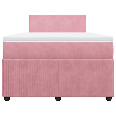 vidaXL Boxspringbett mit Matratze Rosa 120x200 cm Samt