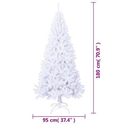 vidaXL Künstlicher Weihnachtsbaum mit Dicken Zweigen Weiß 180 cm PVC