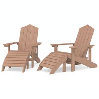 vidaXL Adirondack-Gartenstühle 2 Stk. mit Hockern HDPE Braun