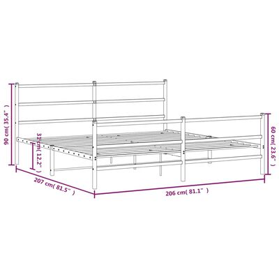 vidaXL Bettgestell mit Kopf- und Fußteil Metall Weiß 200x200 cm