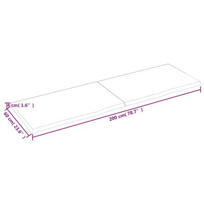 vidaXL Wandregal 200x60x(2-4) cm Massivholz Eiche Unbehandelt