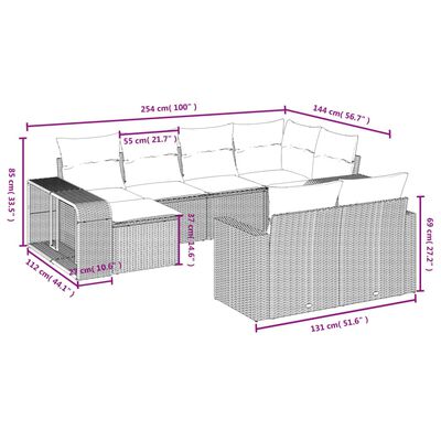 vidaXL 10-tlg. Garten-Sofagarnitur mit Kissen Beige Poly Rattan