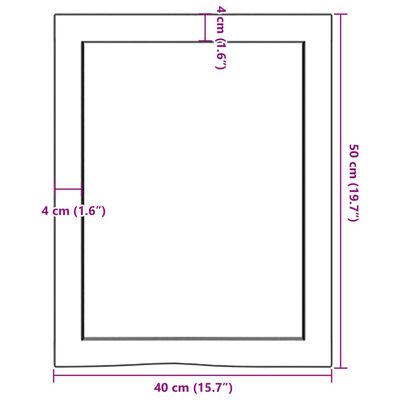 vidaXL Waschtischplatte Dunkelbraun 40x50x(2-4)cm Massivholz Behandelt