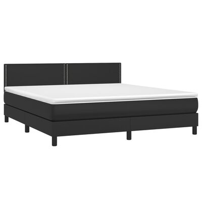 vidaXL Boxspringbett mit Matratze & LED Schwarz 160x200 cm Kunstleder