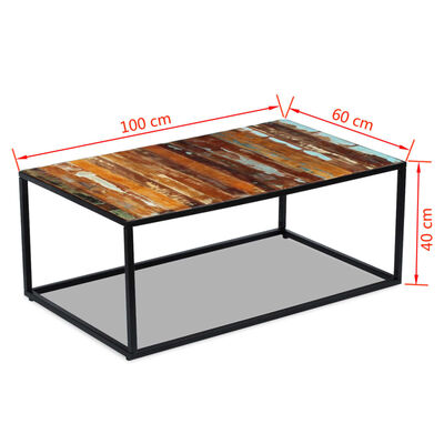 vidaXL Couchtisch Altholz Massiv 100x60x40 cm