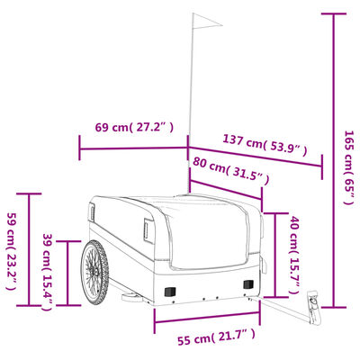 vidaXL Fahrradanhänger Schwarz und Gelb 45 kg Eisen