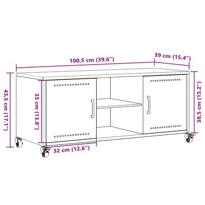 vidaXL TV-Schrank Olivgrün 100,5x39x43,5 cm Stahl