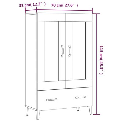 vidaXL Highboard Weiß 70x31x115 cm Holzwerkstoff