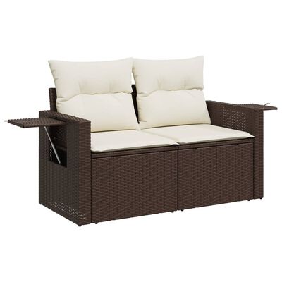 vidaXL 5-tlg. Garten-Sofagarnitur mit Kissen Braun Poly Rattan