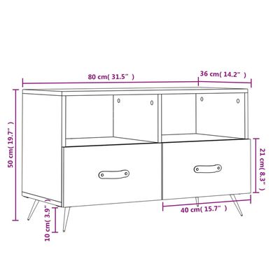 vidaXL TV-Schrank Grau Sonoma 80x36x50 cm Holzwerkstoff