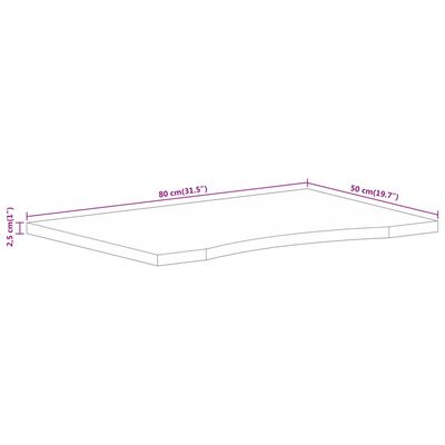 vidaXL Schreibtischplatte mit Aussparung 80x50x2,5 cm Massivholz Mango